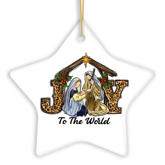 Joy to the World Religious Nativity Christmas Ornament, Birth of Jesus Holiday Decoration