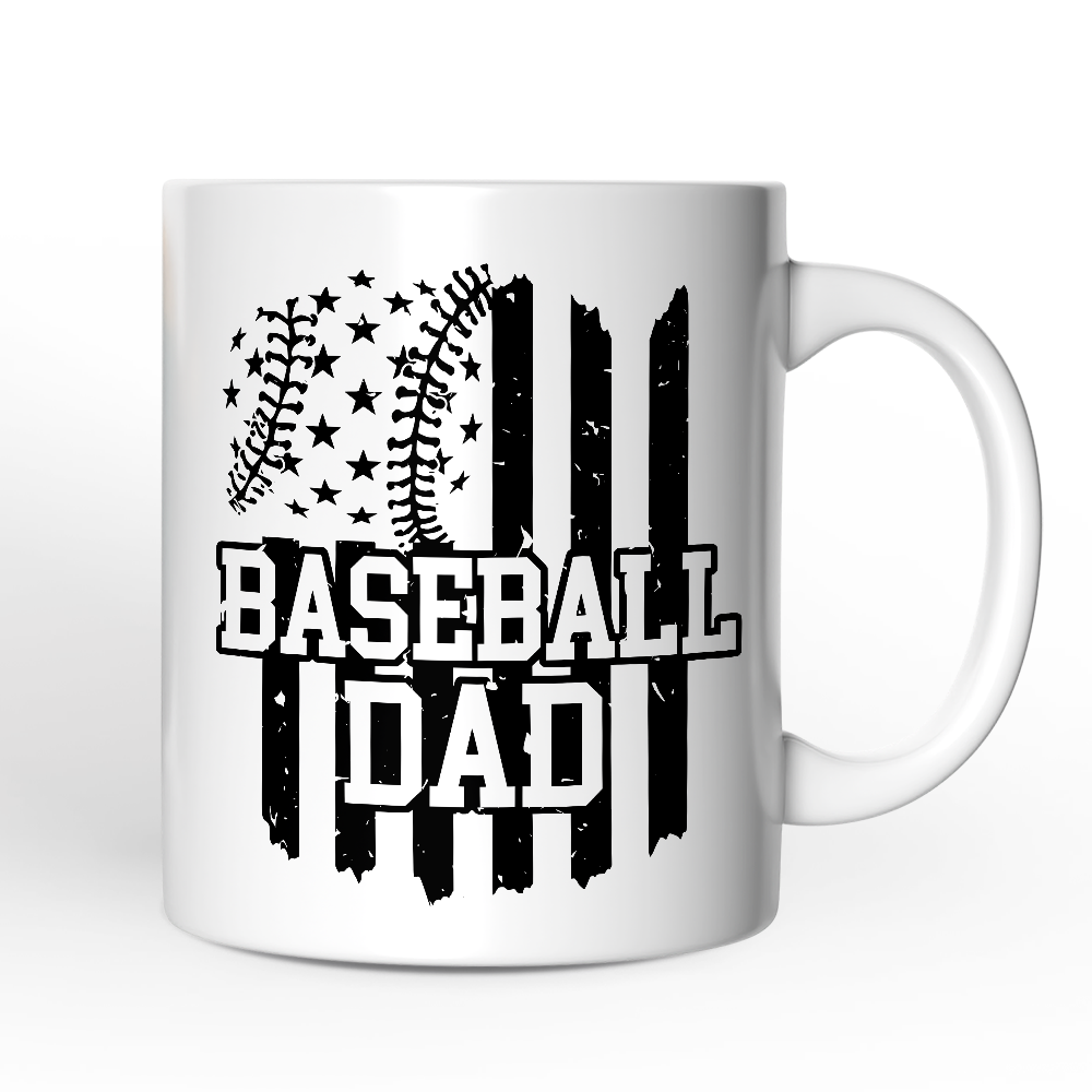 Baseball Dad Personalized Mug, Patriotic Gift for Sports Fathers with Custom Name