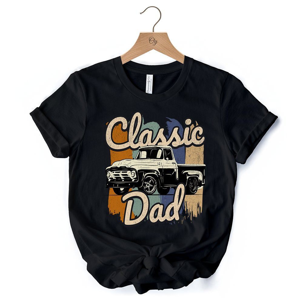 Classic Dad T-Shirt, Black Retro Truck Fathers Tee