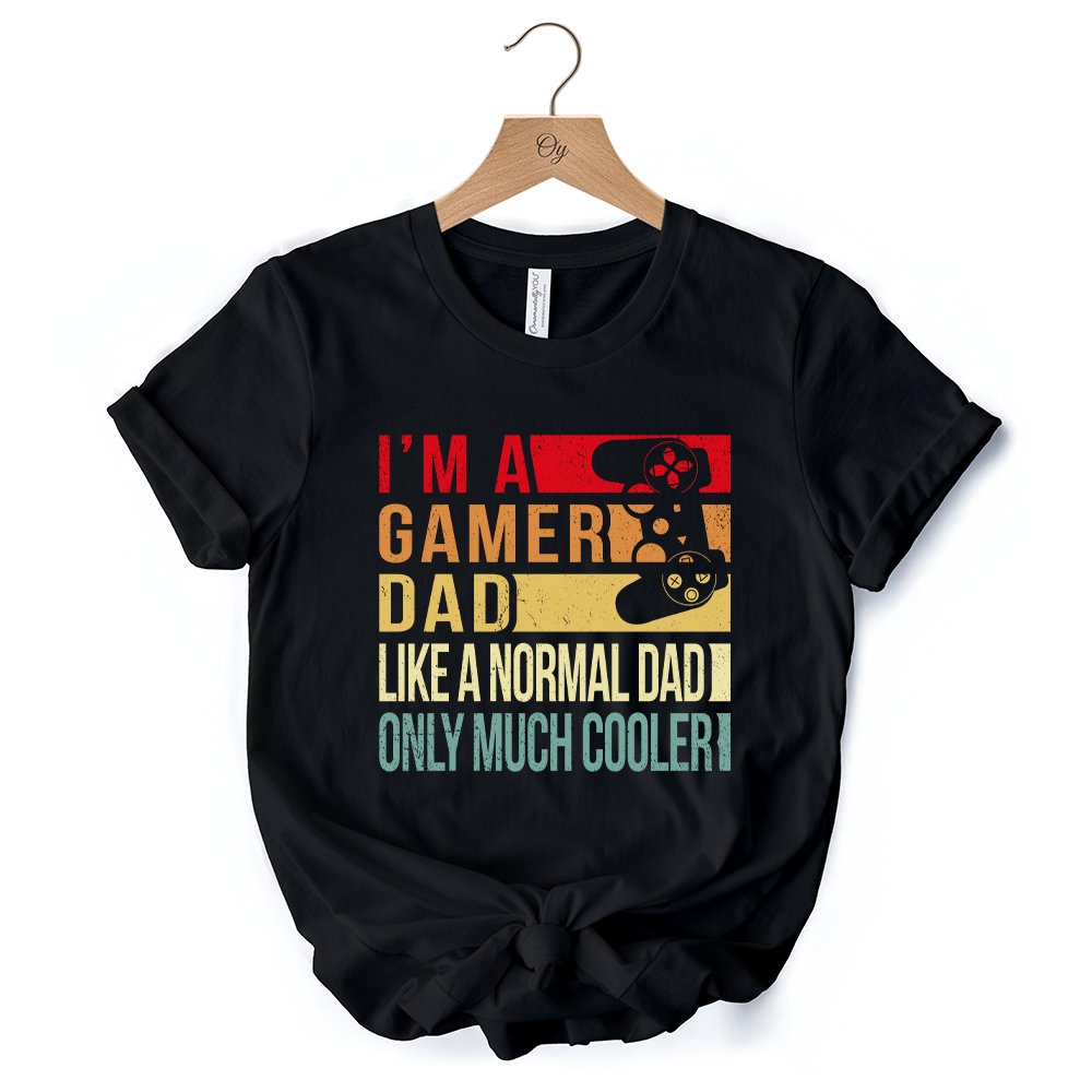 Gamer Dad Controller T-Shirt, Black Funny Tee for Cool Fathers
