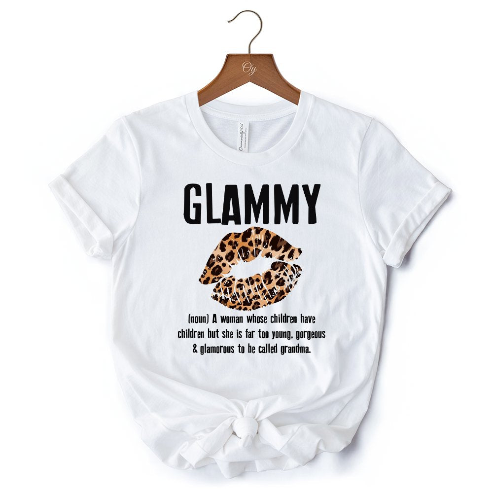 Glammy Leopard Lips T-Shirt, Coquette White Tee for Stylish and Glamorous Grandmas