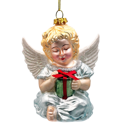 Vintage Angel Handpainted Classic Glass Christmas Ornament, Sentimental Faith Gift