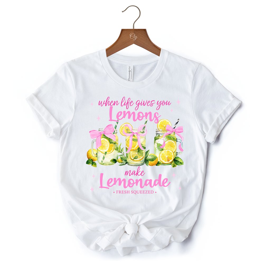 When Life Gives You Lemons Make Lemonade T-Shirt, Coquette White, Natural and Black Summer Girl Tee