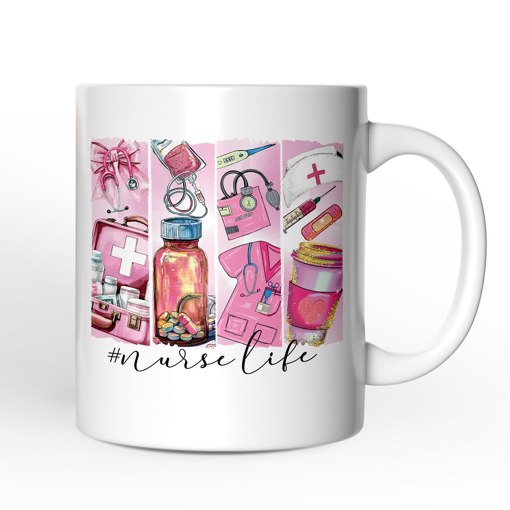 Nurse Life Personalized Mug, Coquette Medical Worker Appreciation Gift with Custom Name