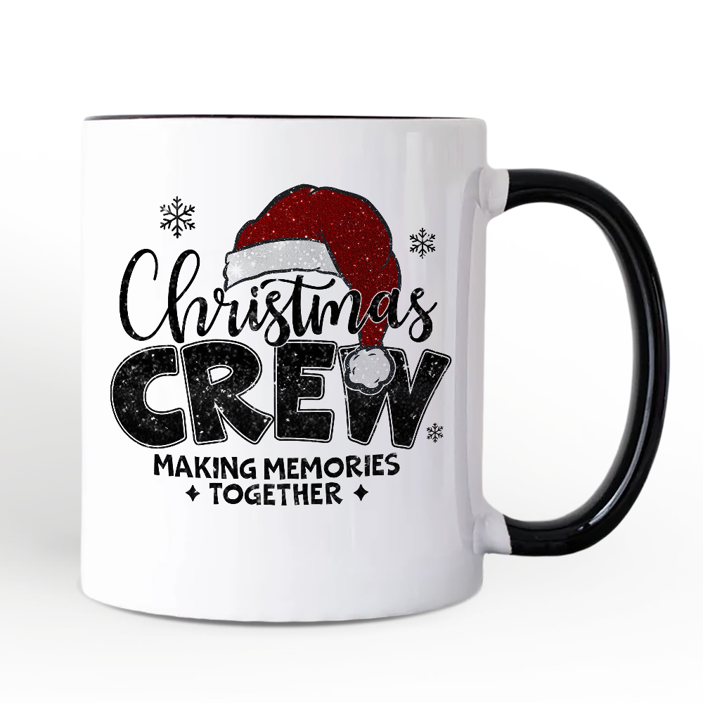 Christmas Crew Personalized Mug, Glitter Santa Hat Gift with Custom Name for Making Memories