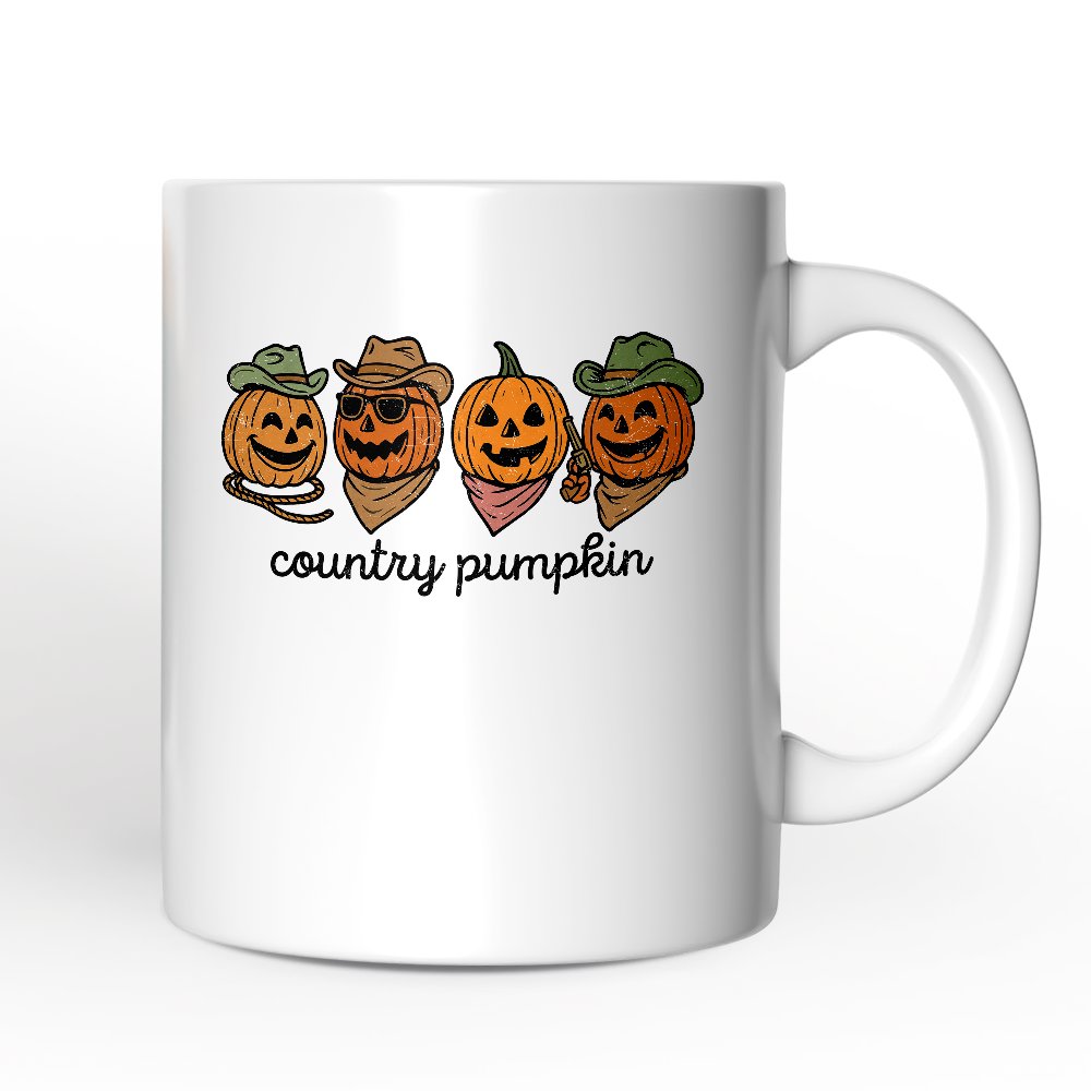 Country Pumpkin Rustic Personalized Mug, Cute Autumn Season Gift with Custom Name