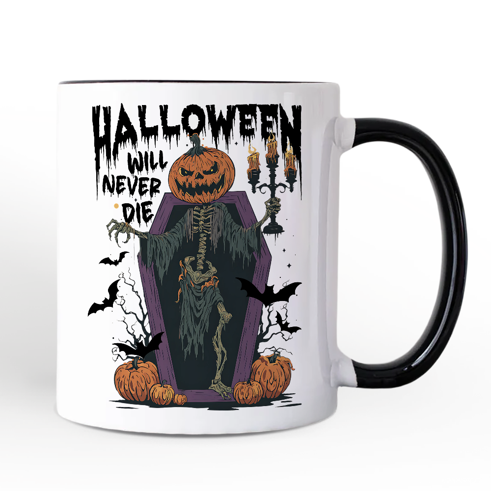 Halloween Will Never Die Personalized Mug, Funny Spooky Season Gift with Custom Name
