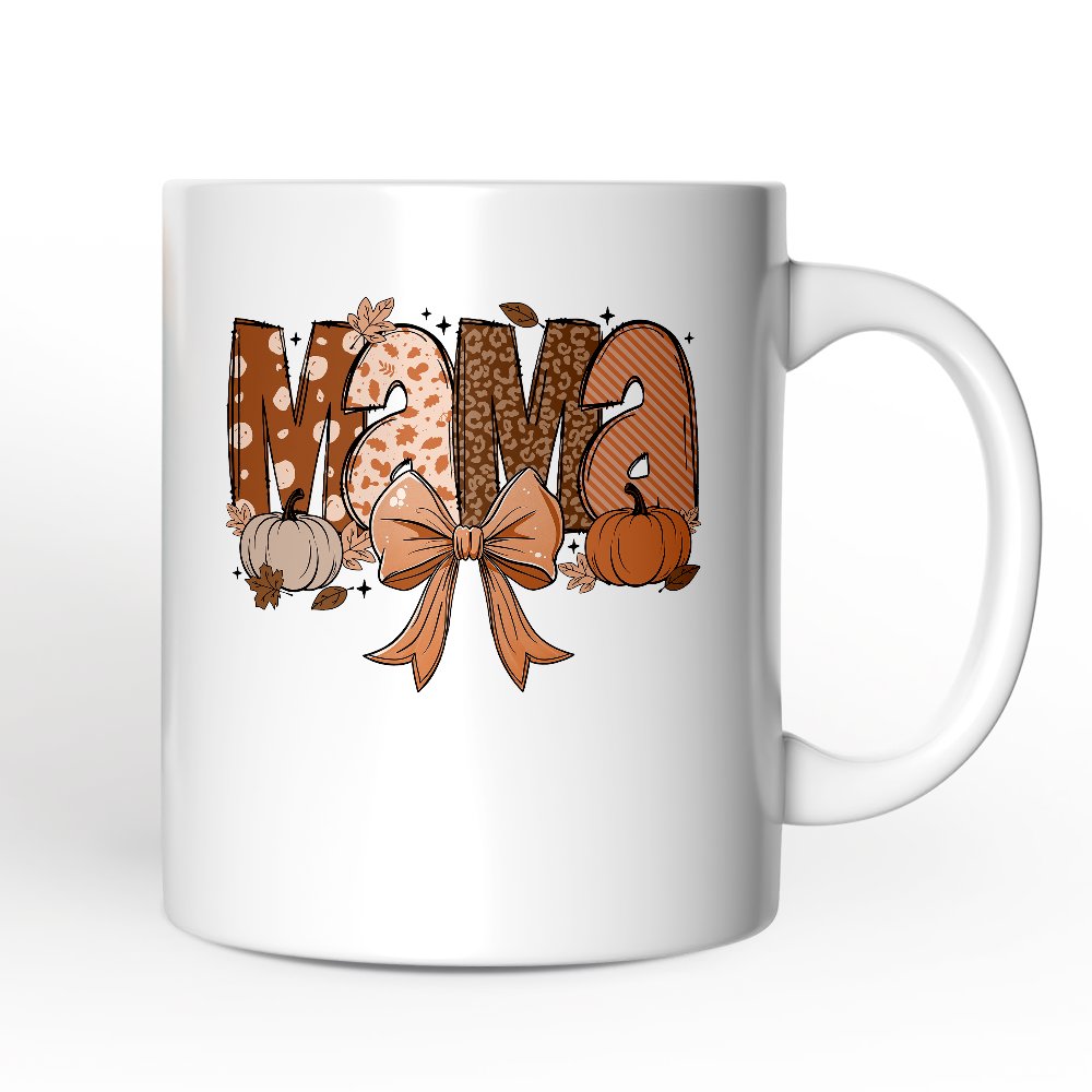 Mama Coquette Autumn Personalized Mug, Cozy Fall Pumpkins Gift for Mothers with Custom Name