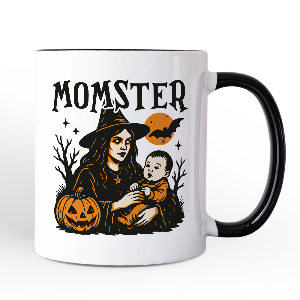 Momster Personalized Mug for Spooky Season, Witchy Halloween Gift with Custom Name for Moms
