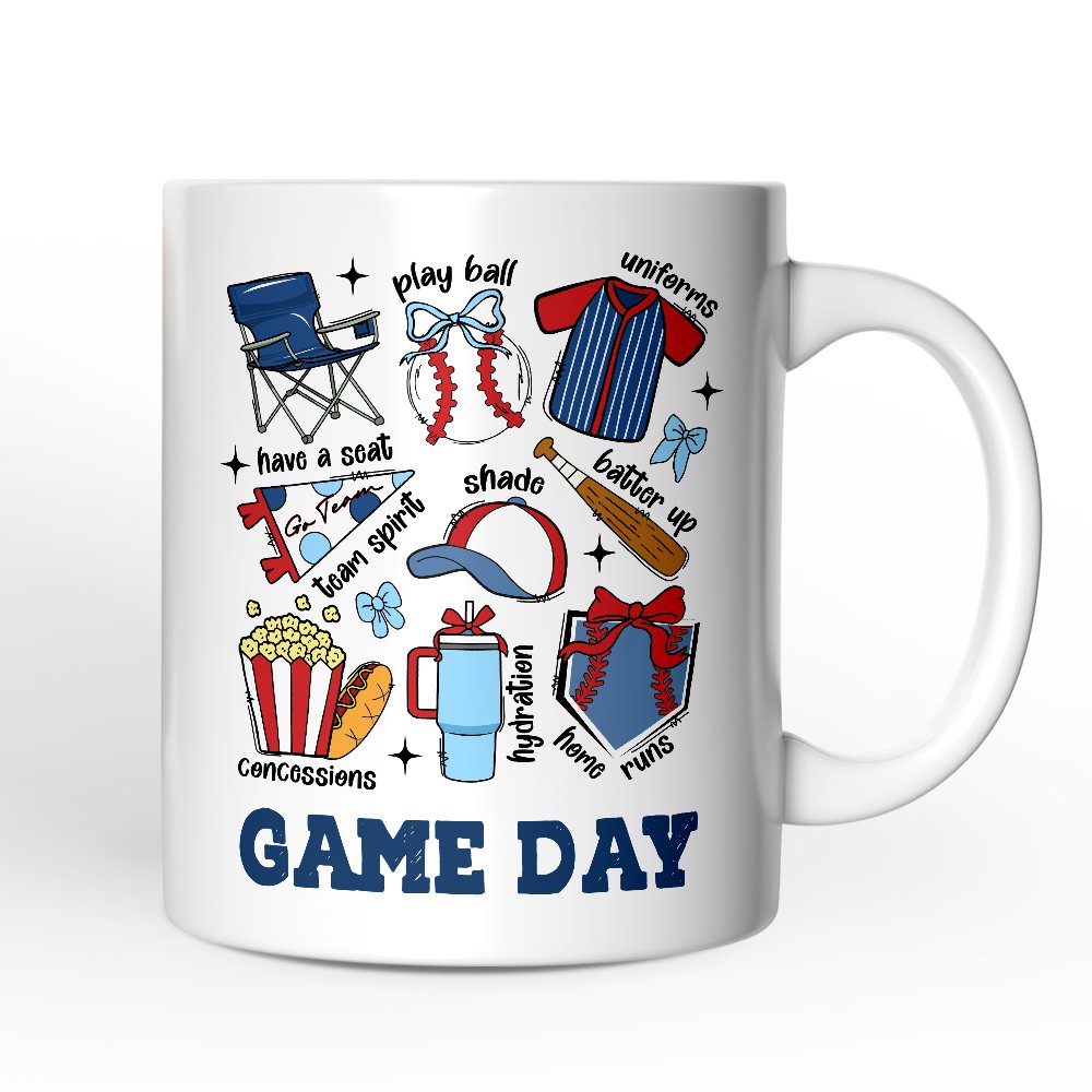 Retro Game Day Baseball Personalized Mug, Sports Lover Gift with Custom Name