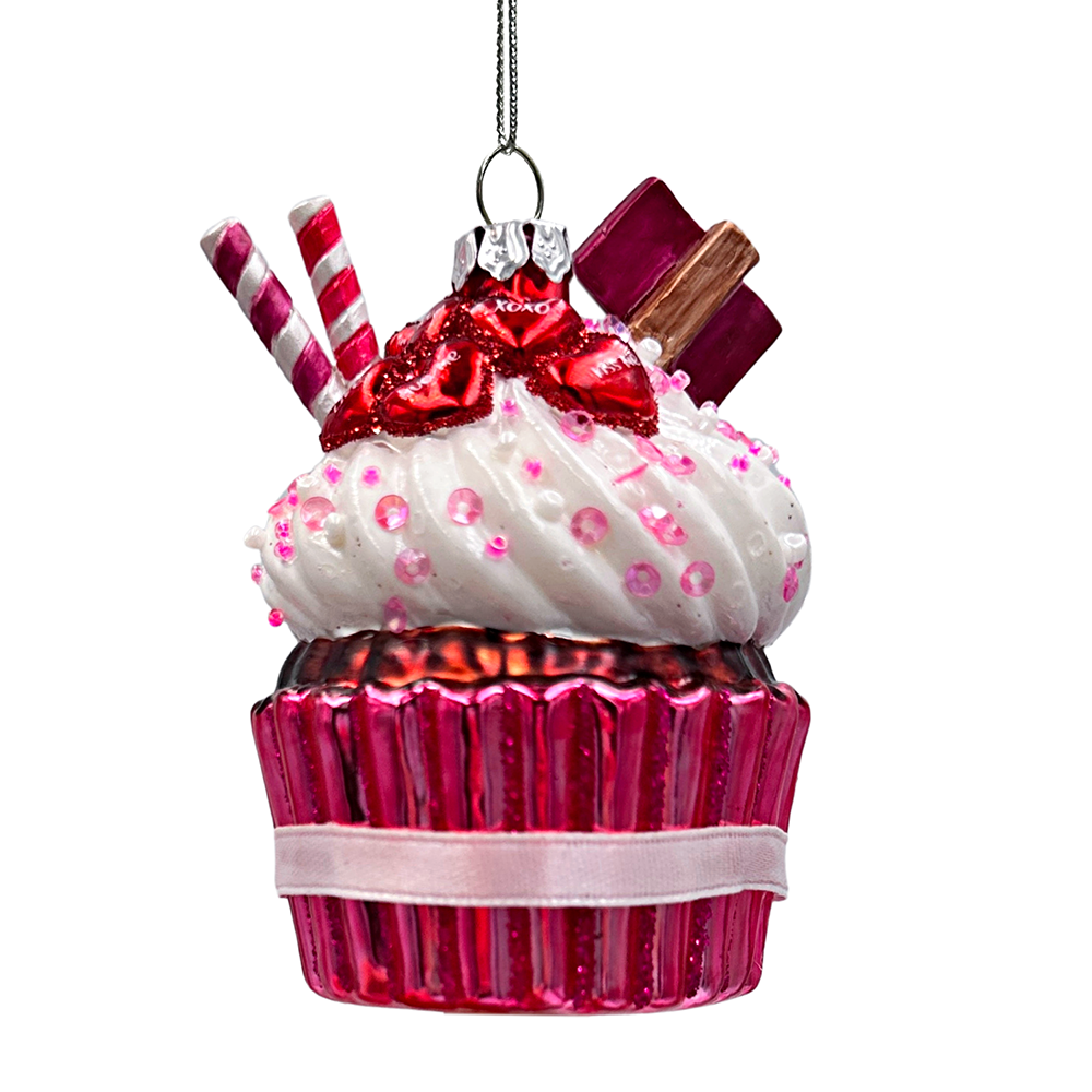 Romantic Cupcake Glass Ornament, Romantic Keepsake Christmas Decor