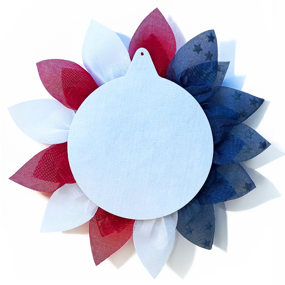 Rustic Burlap Patriotic 22" Wreath, American Flag Style 4th of July Front Door Home Decor