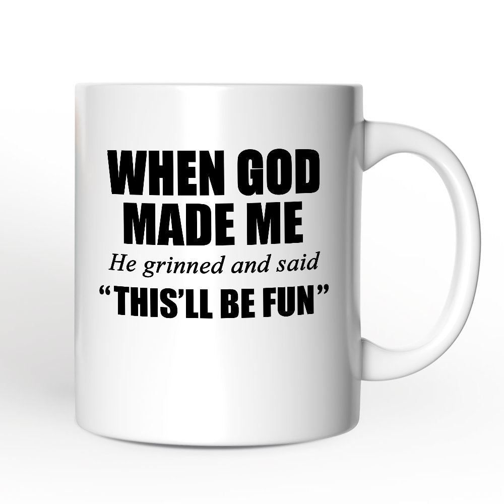 When God Made Me Christian Personalized Mug, Funny Faith Gift with Custom Name