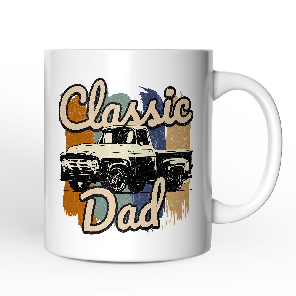 Classic Dad Personalized Mug, Retro Truck Gift for Fathers with Custom Name