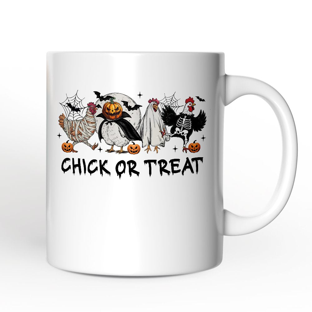 Chick or Treat Spooky Personalized Mug, Halloween Chicken Country Gift with Custom Name