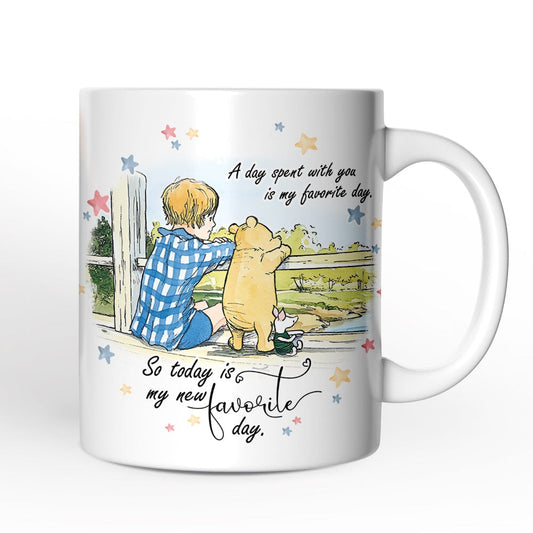 A Day with You is My Favorite Personalized Mug, Pooh Bear's Sentimental Quote with Custom Name