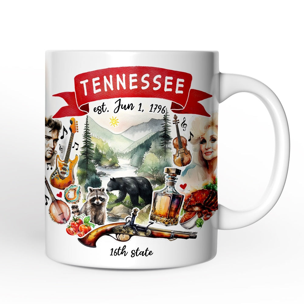 Artistic Tennessee State Themes and Landmarks Personalized Mug With Custom Name
