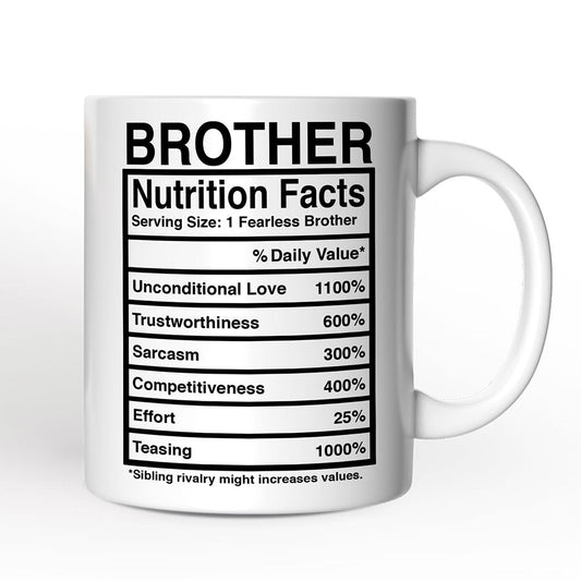 Brother Nutrition Facts Personalized Mug, Birthday Gift With Custom Names and Percentages