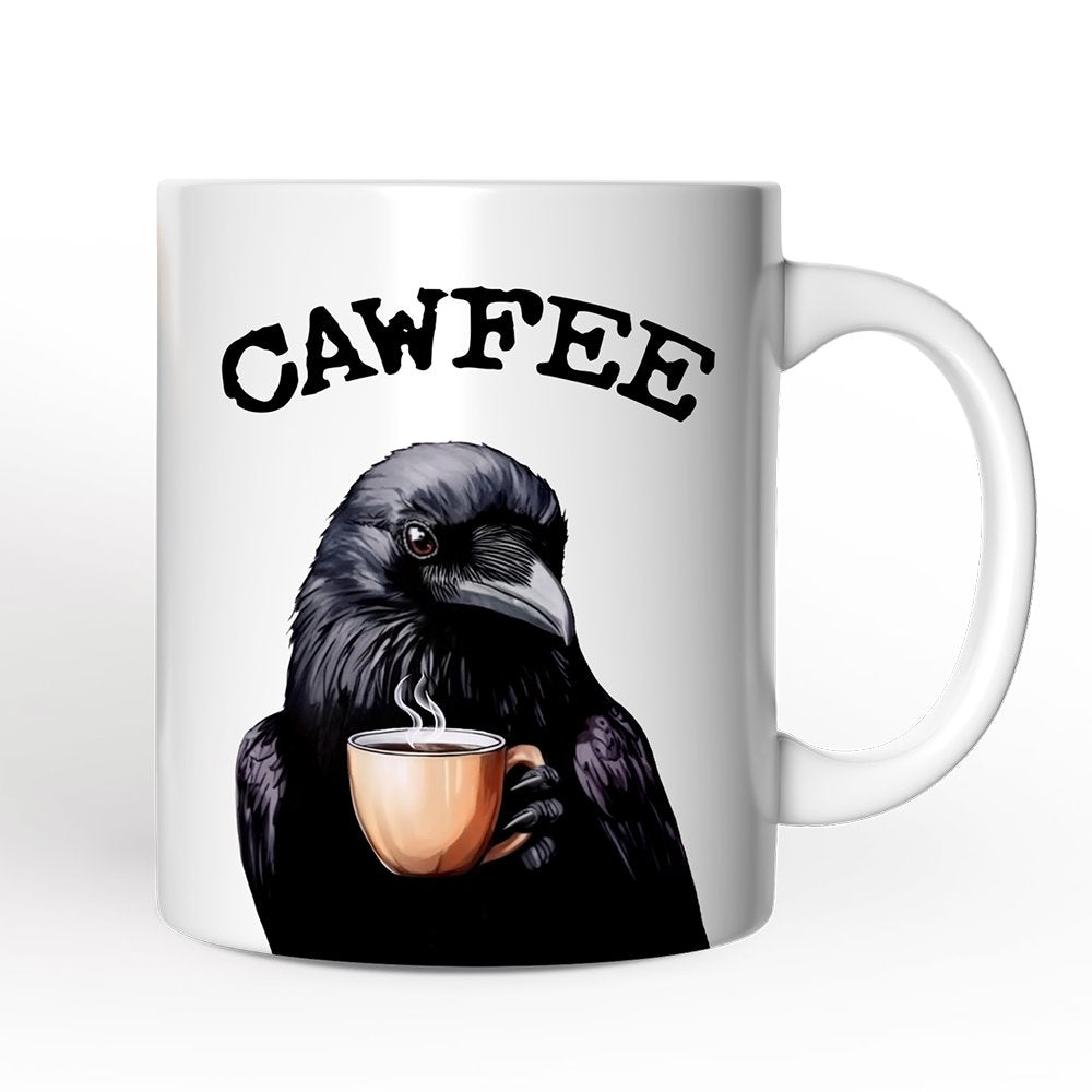 Cawfee Crow Personalized Mug, Funny Bird Lover Gift With Custom Name