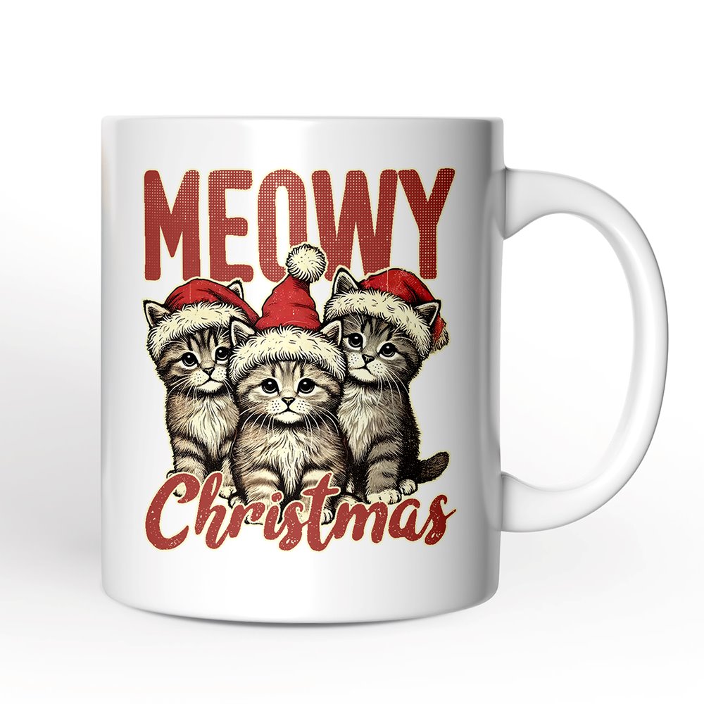 Cute Meowy Christmas Personalized Mug, Baby Cat Lover Gift with Custom Name