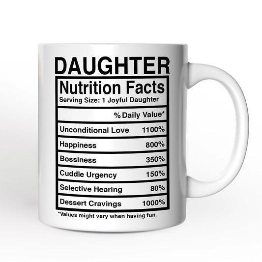 Daughter Nutrition Facts Personalized Mug, Birthday Gift With Custom Names and Percentages