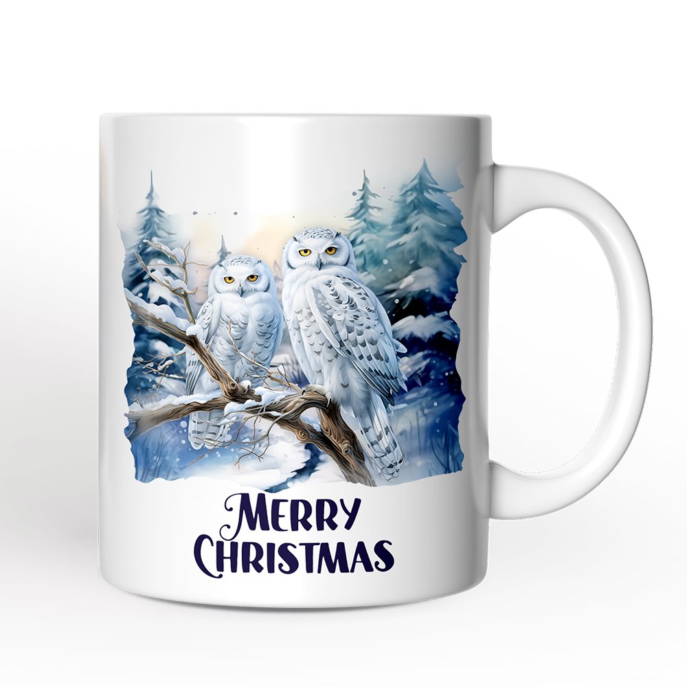 Snowy Owl Personalized Mug, Grand Arctic Majesty Christmas Gift With Custom Name and Date