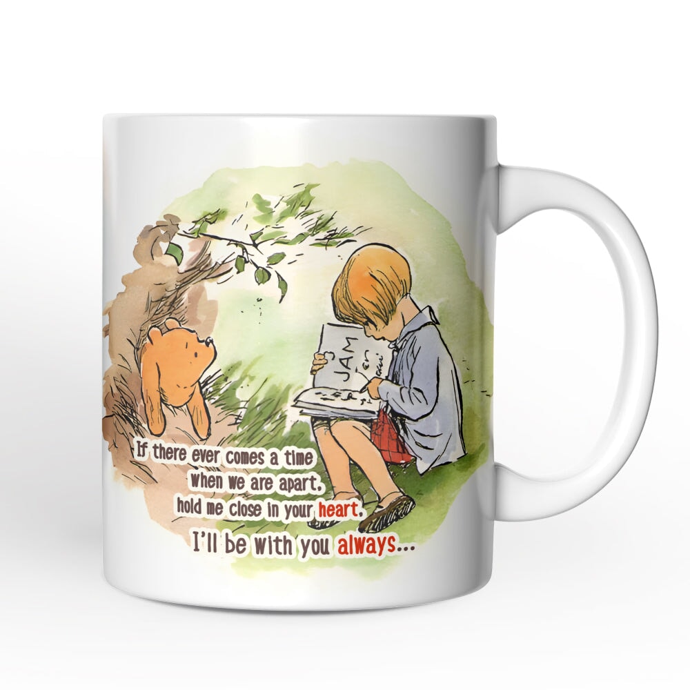 If We're Apart Keep Me in Your Heart Personalized Mug, Pooh and Friends Quote for Appreciation Gift