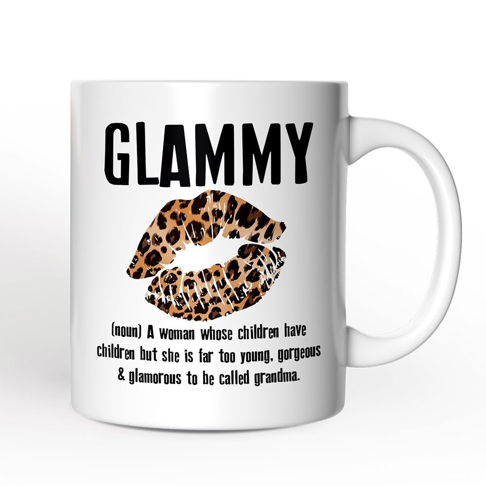 Leopard Lips Glammy Definition Personalized Mug, Coquette Grandma Gift With Custom Name