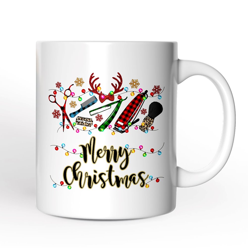 Personalized Mug Barber Buffalo Plaid Christmas, Barbershop Gift