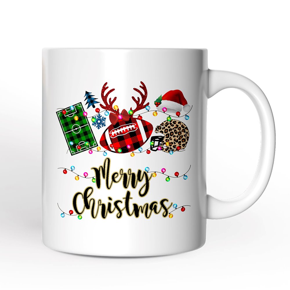 Personalized Mug Football Buffalo Plaid Christmas, Team and Coaches Gift