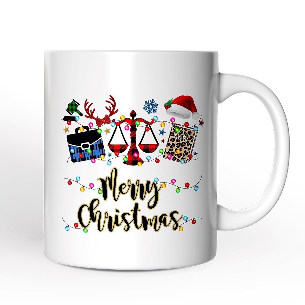 Personalized Mug Law and Legal Theme Buffalo Plaid Christmas, Lawyer and Paralegal Clerk Gift