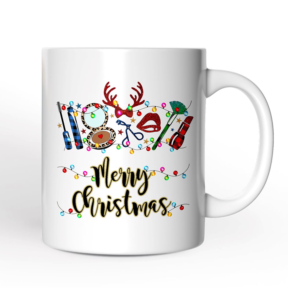 Personalized Mug Makeup Artist Buffalo Plaid Christmas, Cosmetologist Beauty and Cosmetics Gift