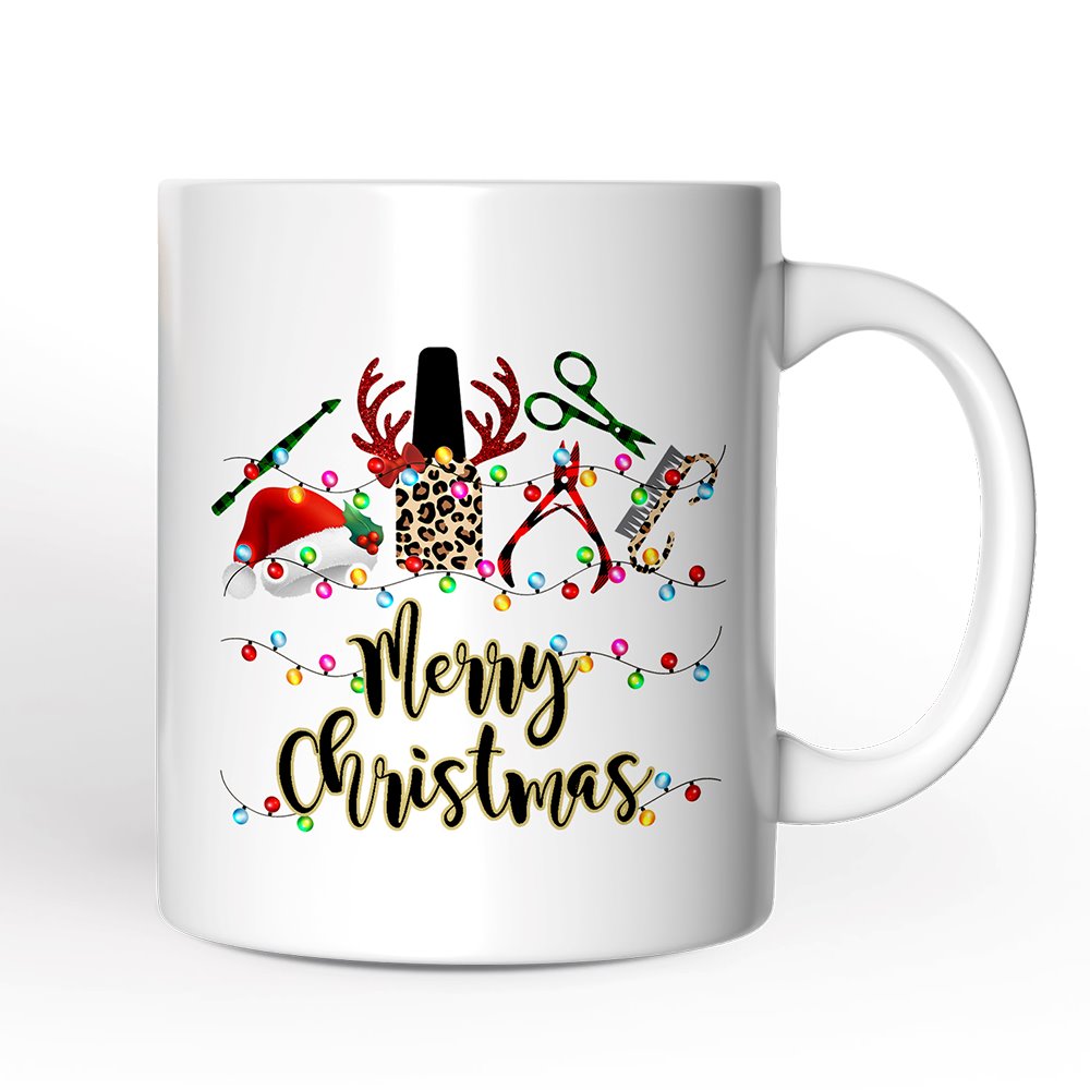 Personalized Mug Nail Tech Buffalo Plaid Christmas, Pedicure Gift