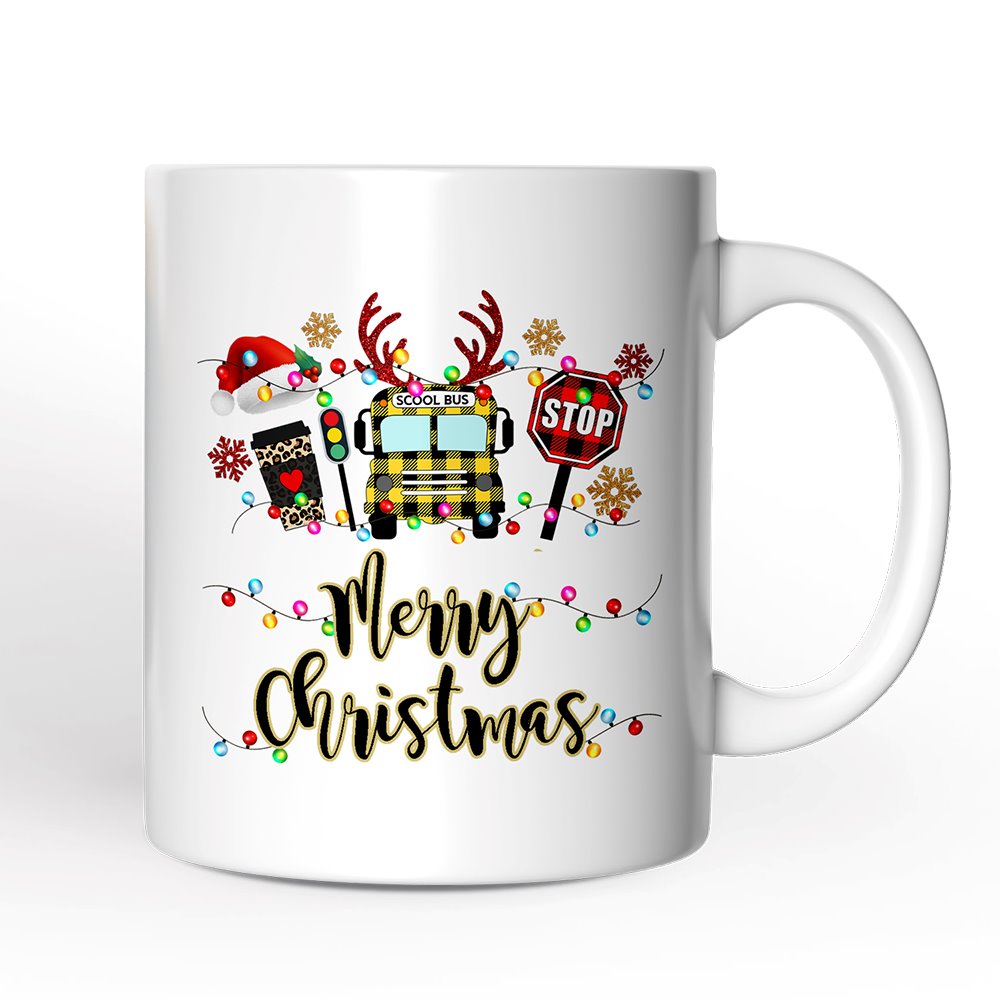 Personalized Mug School Bus Driver Buffalo Plaid Christmas Gift