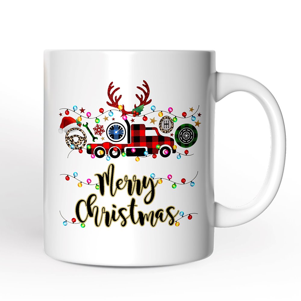 Personalized Mug Truck Driver and Logistics Buffalo Plaid Christmas, Freight Delivery and Dispatcher Gift