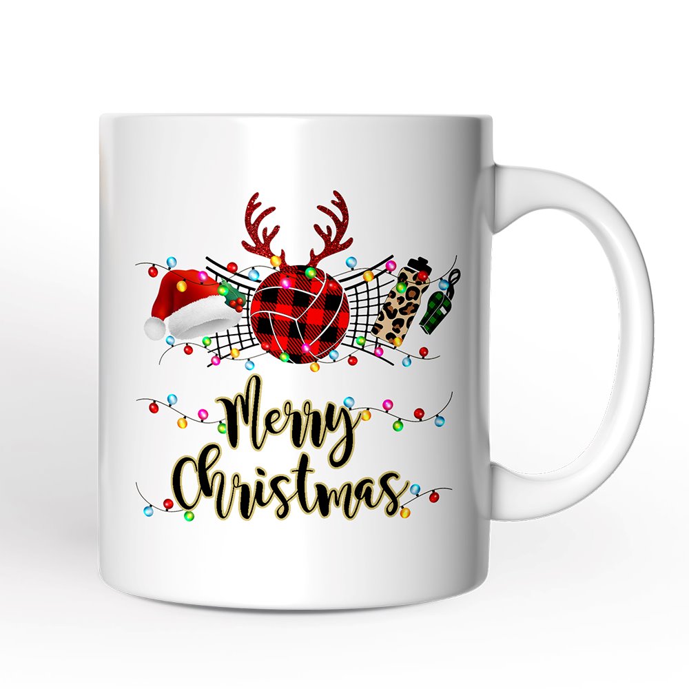 Personalized Mug Volleyball Buffalo Plaid Christmas, Team and Coaches Gift
