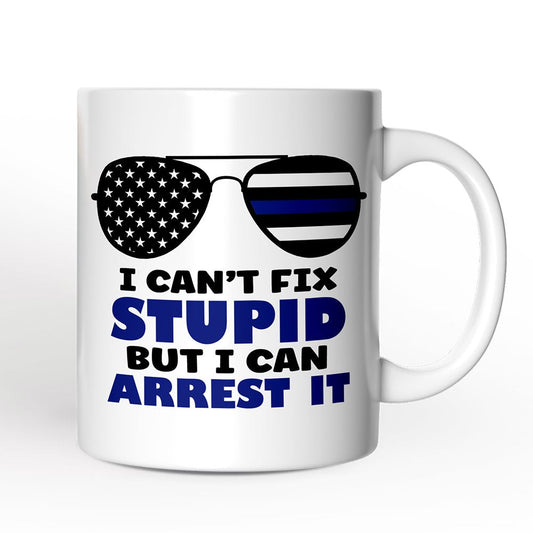 Police Officer Personalized Mug, I Can't Fix But I Can Arrest It Gift With Custom Name