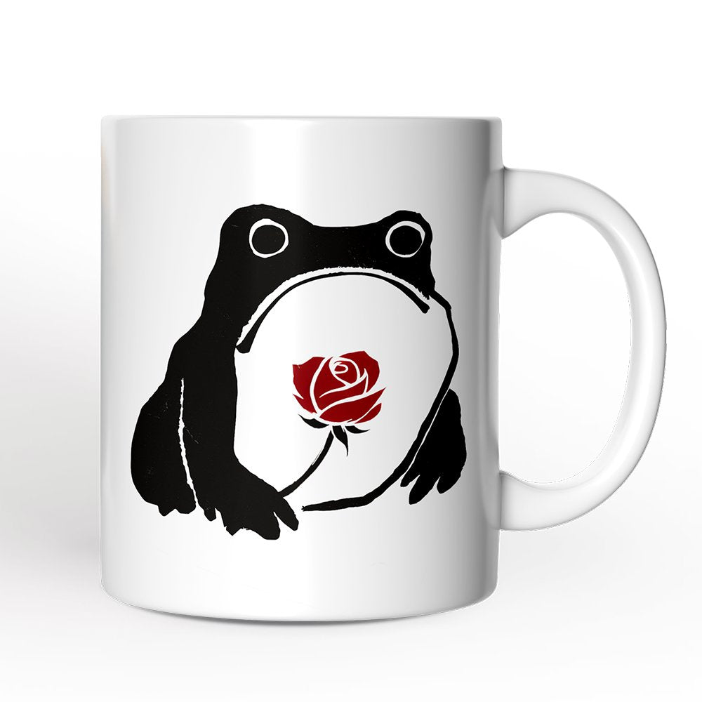 Romantic Japanese Frog with Rose Personalized Mug, Matsumoto Hoji Edo Period Frog Lover Gift With Custom Name