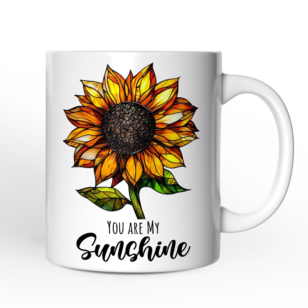 Sunflower Stained Glass Personalized Mug, Sunshine in Life Custom Name Gift