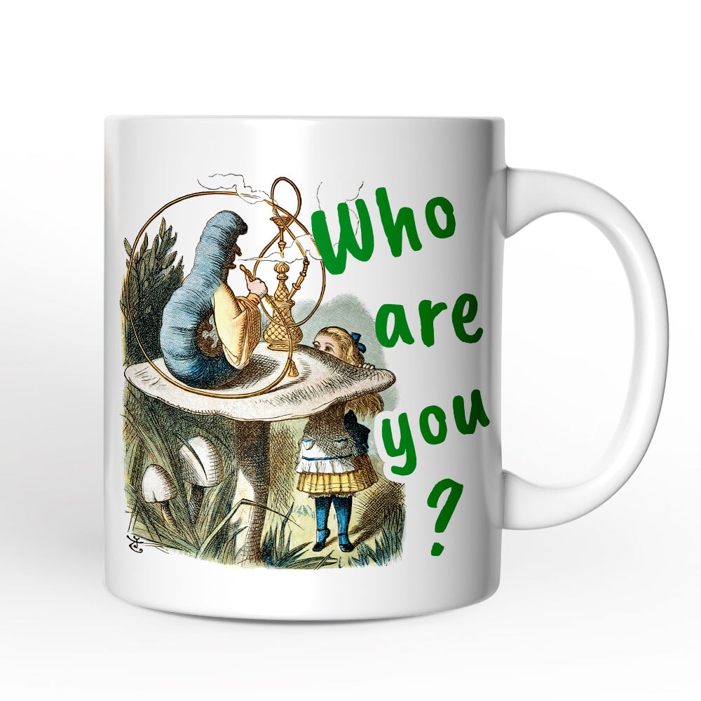 The Caterpillar Who Are You Vintage Personalized Mug, Alice's Adventures in Wonderland with Custom Name