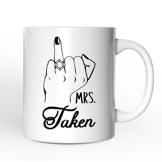 Wedding Ring Finger Mrs Personalized Mug, Married Engaged Gift For Women With Custom Name