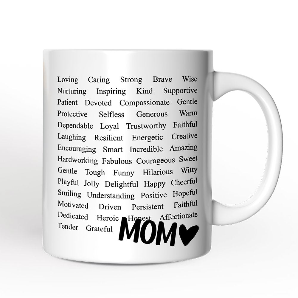 Words That Define Mom Personalized Mug, Appreciation Gift For Mom With Custom Name