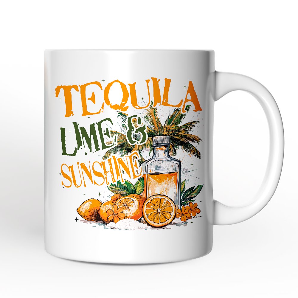 Tequila Lime & Sunshine Personalized Mug, Tropical Summer Gift with Custom Name