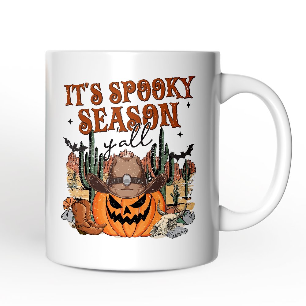 It's Spooky Season Y'all Personalized Mug, Funny Western Halloween Gift with Custom Name