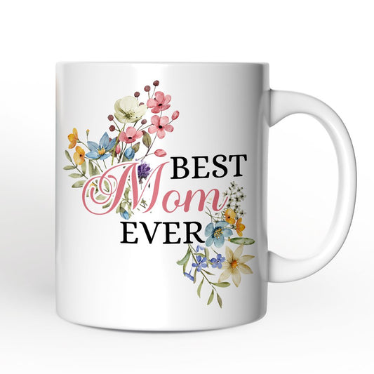 Best Mom Ever Personalized Mug, Floral Custom Gift with Name