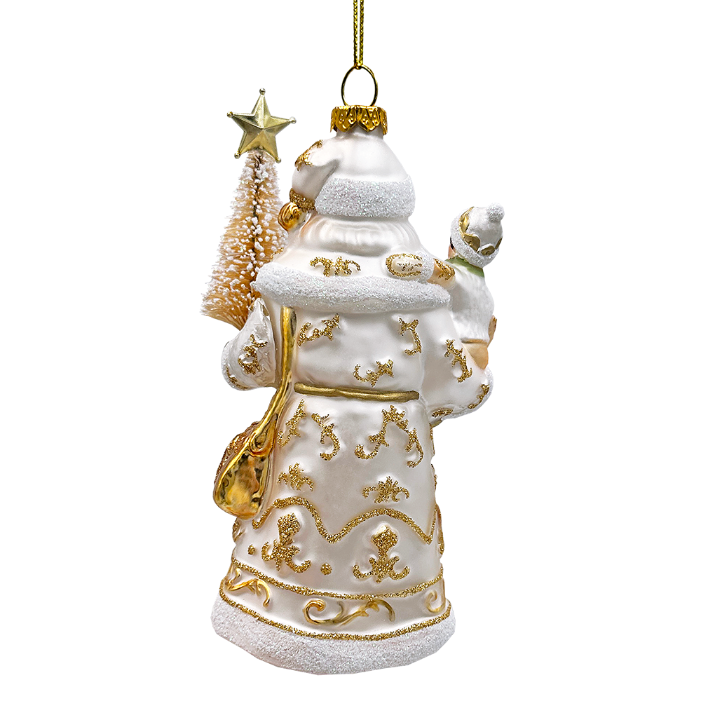 Radiant Gold Santa Claus Glass Christmas Ornament, Holiday Tree Decoration