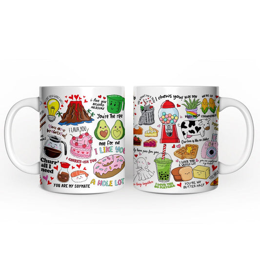 Hand Drawn Corny Love Puns Personalized Valentine Mug with Custom Name