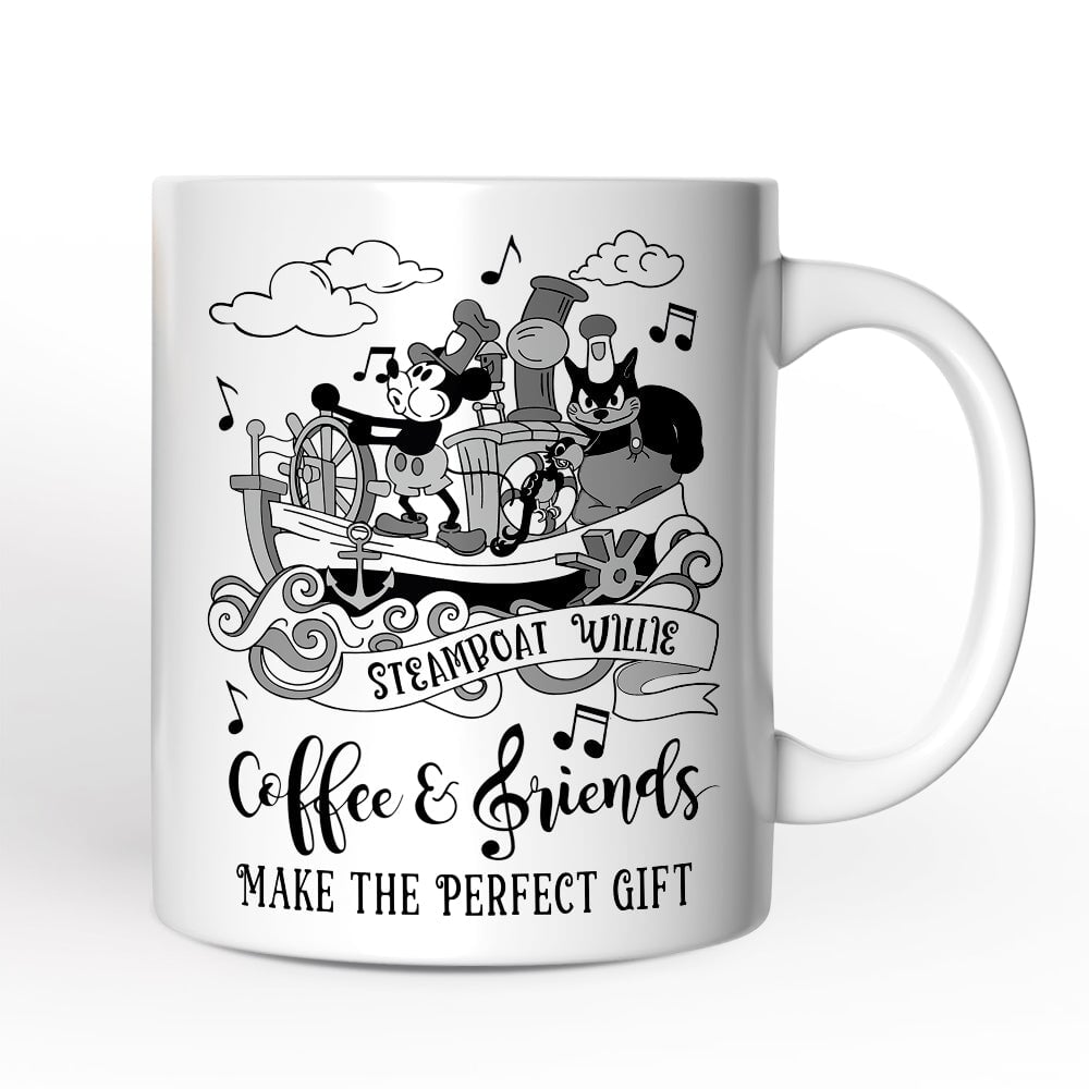 Steamboat Willie Coffee and Friends Personalized Mug, Friendship Appreciation Gift