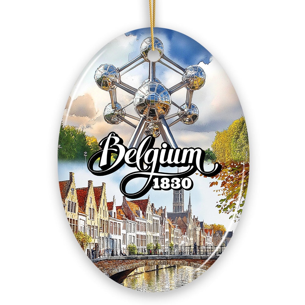 Charming Belgium Christmas Ornament, Iconic Landmarks and Cultural Heritage Gift for Travel Lovers