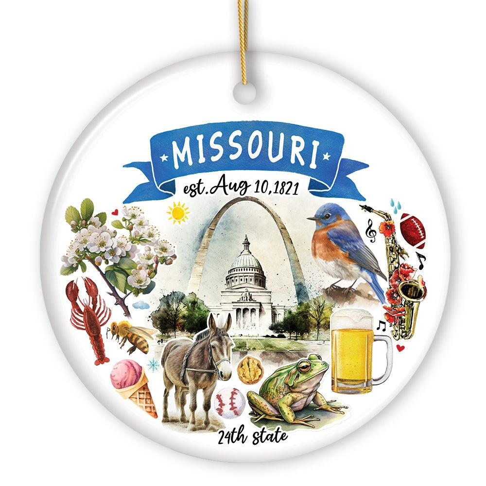 Artistic Missouri State Themes and Landmarks Christmas Ornament